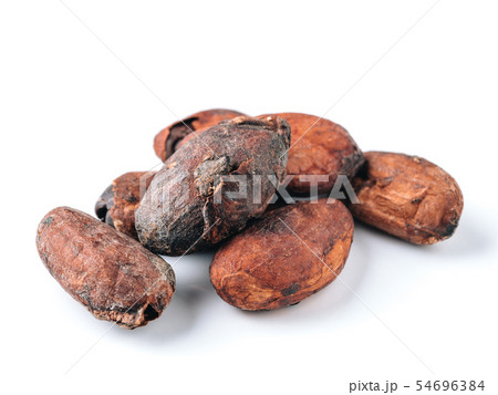 Raw cacao beans isolated white Raw cacao beans isolated white 54696384