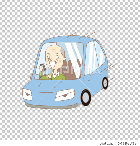 スマホしながら運転　イラスト 54696385