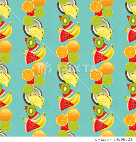 Hand drawn seamless pattern. Summer background with exotic fruits. Hand drawn seamless pattern. Summer background with exotic fruits. 54696523