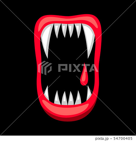 Happy Halloween Illustration Of Angry Jaws With のイラスト素材