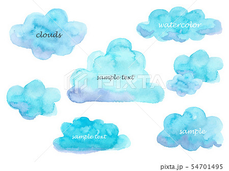 水彩の雲のフレームのイラスト素材