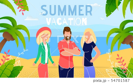 Vacation Rest on Tropical Seacoast Vector Banner Vacation Rest on Tropical Seacoast Vector Banner 54701587