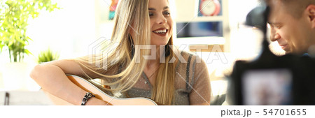 Caucasian Couple Filming Music Video Tutorial 54701655