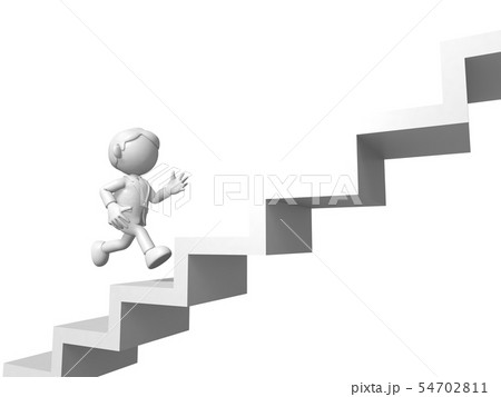 階段を駆け上るビジネスマンのイラスト素材 階段を駆け上るビジネスマンのイラスト素材