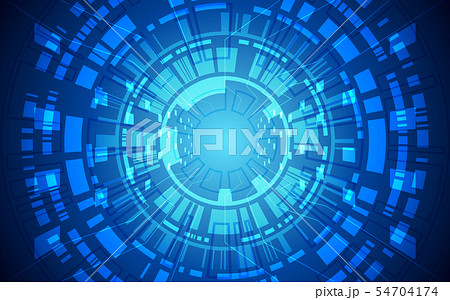 abstract technology circles on blue color 54704174