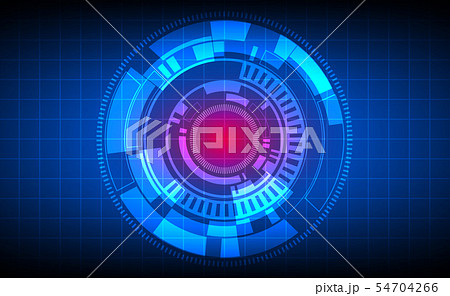 technology circles and grid line on blue color 54704266