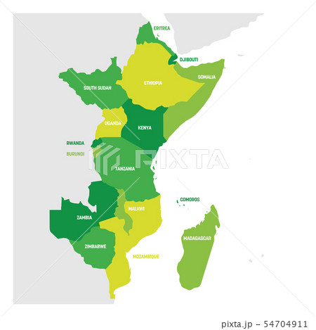 East Africa Region. Map of countries in eastern Africa. Vector illustration 54704911