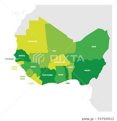West Africa Region. Map of countries in western Africa. Vector illustration 54704912