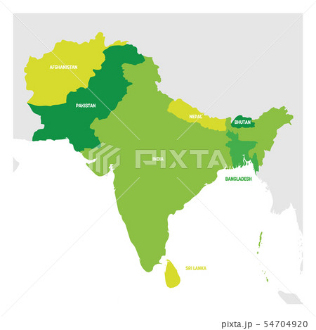 South Asia Region. Map of countries in southern Asia. Vector illustration 54704920