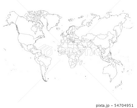 Blank outline map of World. Vector illustration