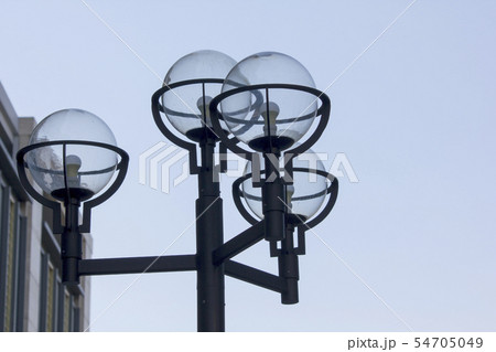 Glass lamp on black pole 54705049