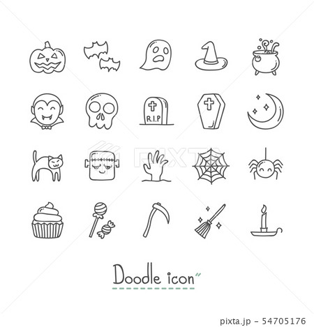 Doodle Halloween Icon Set. 54705176