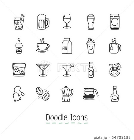 Doodle Drinks Icons のイラスト素材