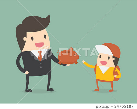 Businessman Giving Piggy Bank To His Child. 54705187