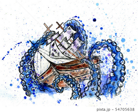 Octopus Catches Sail Ship Octopus Catches Sail Ship 54705638