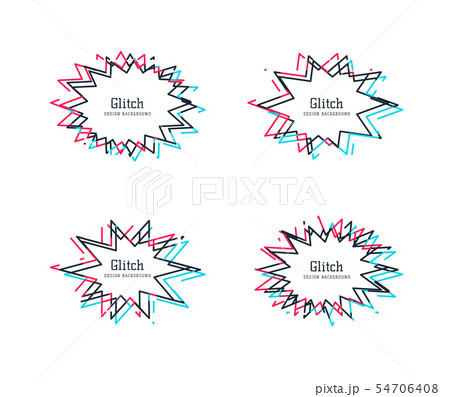 Glitch distortion frames. Vector set of starburst speech bubble, which can be used as borders or 54706408