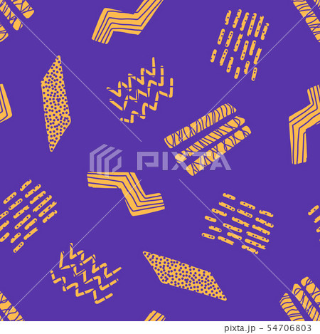 Purple and orange pattern with doodle shapes 54706803