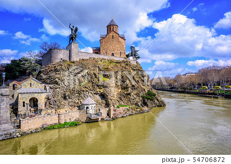Metekhi Church and Kura River, Tbilisi, Georgia Metekhi Church and Kura River, Tbilisi, Georgia 54706872