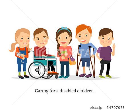 Disabled or handicapped children with friends 54707073