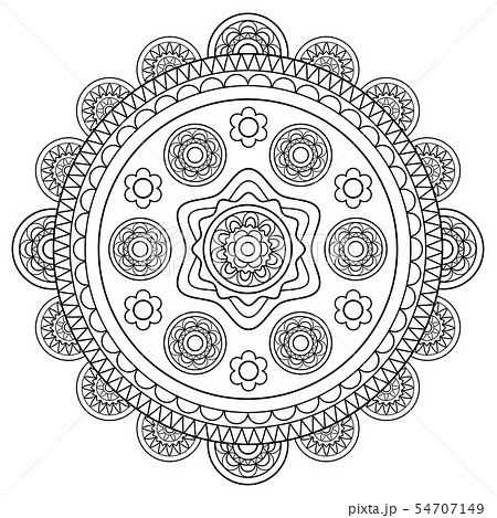 Round floral rosette in black and white 54707149