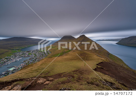 Ultra long exposure of Klaksvik on Bordoy island, Faroe Islands, Denmark Ultra long exposure of Klaksvik on Bordoy island, Faroe Islands, Denmark 54707172