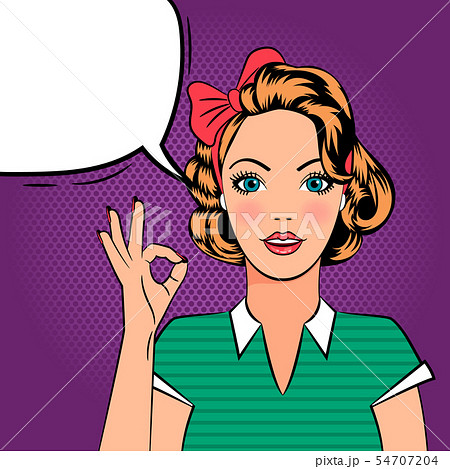 Pop art girl showing OK sign Pop art girl showing OK sign 54707204