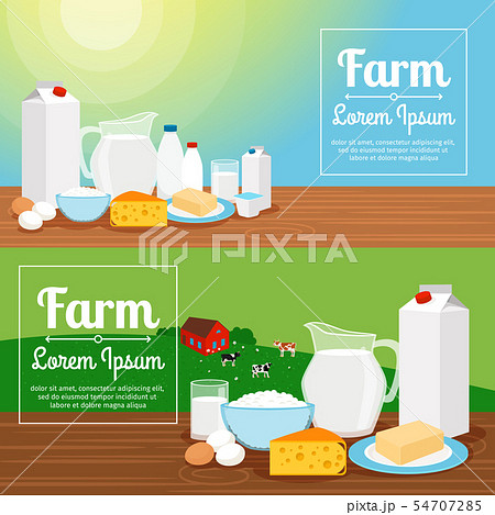 Milk farm dairy products banners 54707285
