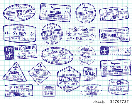 International Visa Stamps Arrival Departure のイラスト素材