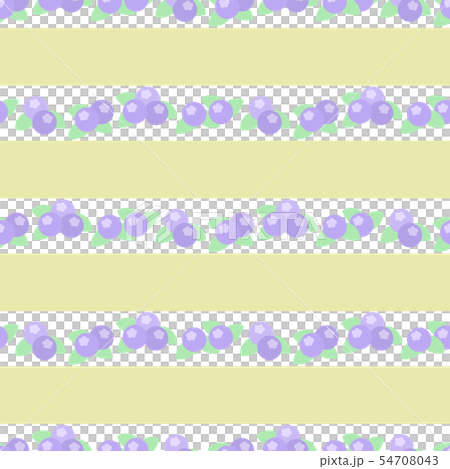 ブルーベリーのシームレスパターン　横ライン　イエローボーダー 54708043
