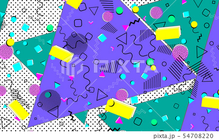 Pop art color background. Memphis pattern 54708220