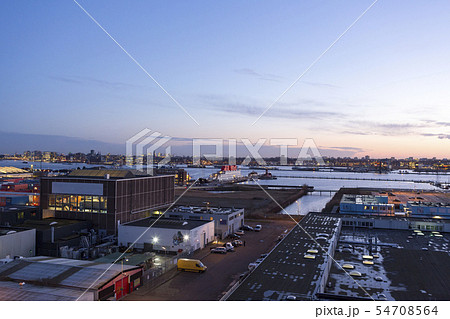 Amsterdam north evening harbour skyline 54708564