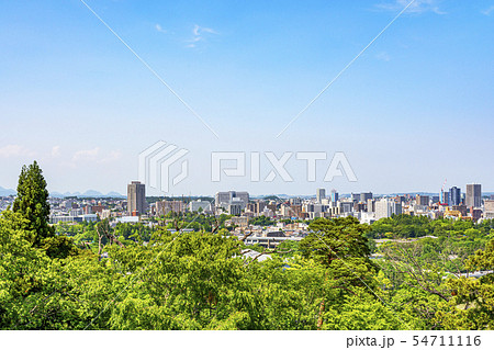 都市の風景・新緑の仙台市全景 都市の風景・新緑の仙台市全景 54711116