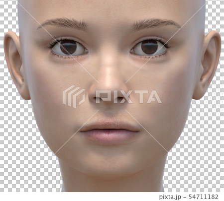 女性　ボディーパーツシリーズ　顔のクローズアップ　perming3DCGイラスト素材 54711182