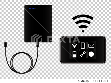 モバイルバッテリーとモバイルwi Fiのイラスト素材