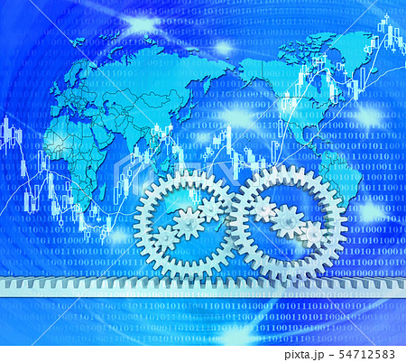 インターネット網と歯車のイラスト素材