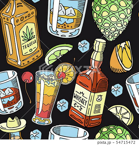 Tequila And Whiskey Drink Liquid Seamless のイラスト素材