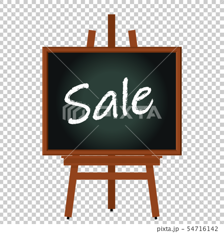 セール Sale と書かれた黒板と茶色のイーゼルのイラスト 宣伝 販促バナー用イラストのイラスト素材