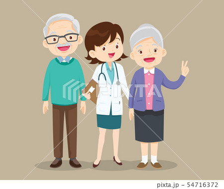 woman doctor and older patient happy 54716372