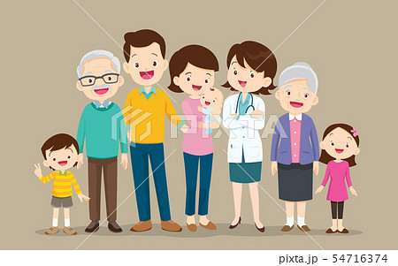 Happy Doctor and big family set 54716374