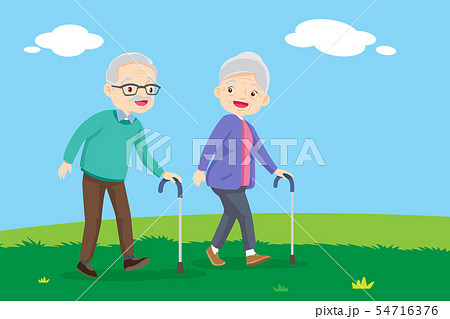 doctor helps her grandfather to go to the walker 54716376