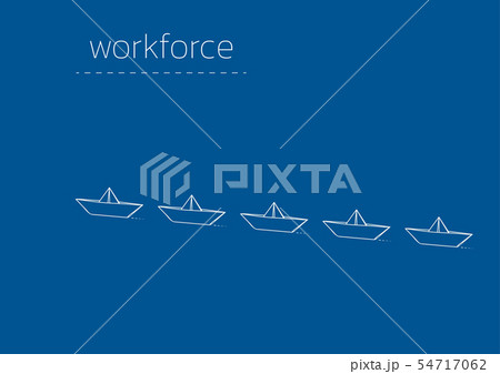 workforce with a folded paper boat workforce with a folded paper boat 54717062