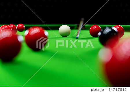 Snooker balls on the green table for playing 54717812