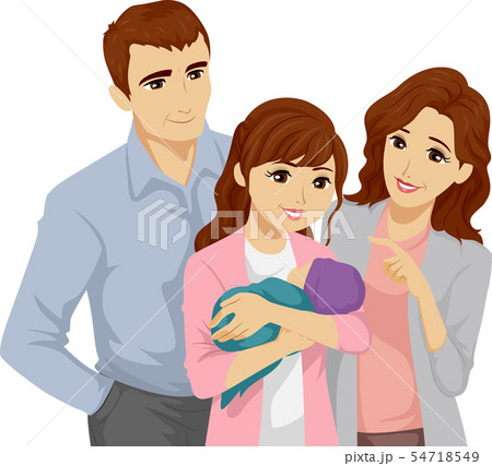 Teen Girl Baby Family Illustration 54718549