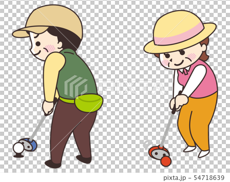 パークゴルフをする中年男女 54718639
