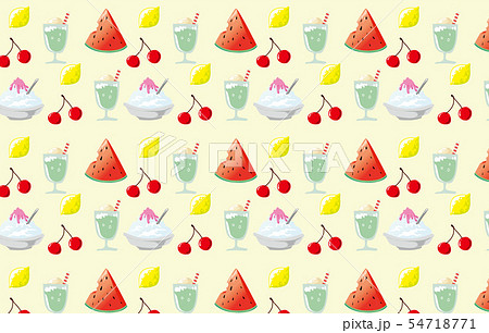 夏の食べ物パターン壁紙のイラスト素材 54718771 Pixta