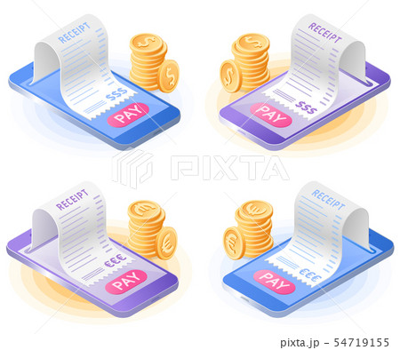 The mobile payment with smartphone. Flat vector The mobile payment with smartphone. Flat vector 54719155