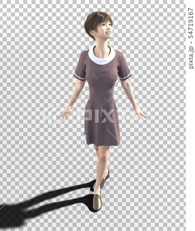 ポーズするワンピースの女性 Perming3dcg イラスト素材のイラスト素材