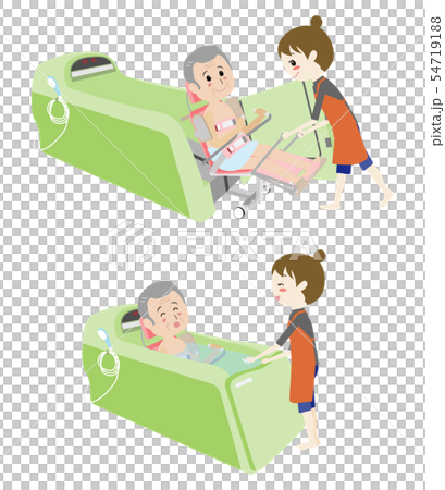 福祉用具 介護浴槽 座位入浴 高齢者 のイラスト素材