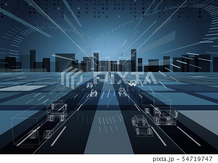 ベクター　イラスト　デザイン　レイアウト　ai　eps　トラック　車　物流イメージ　バックグラウンド 54719747