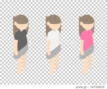 立体フラット・ストレートロングの女の子 立体フラット・ストレートロングの女の子 54720650